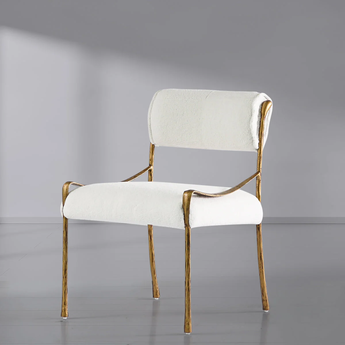 Hand-Forged Metal Retro Copper Iron Frame Armless Dining Chair - Image 27