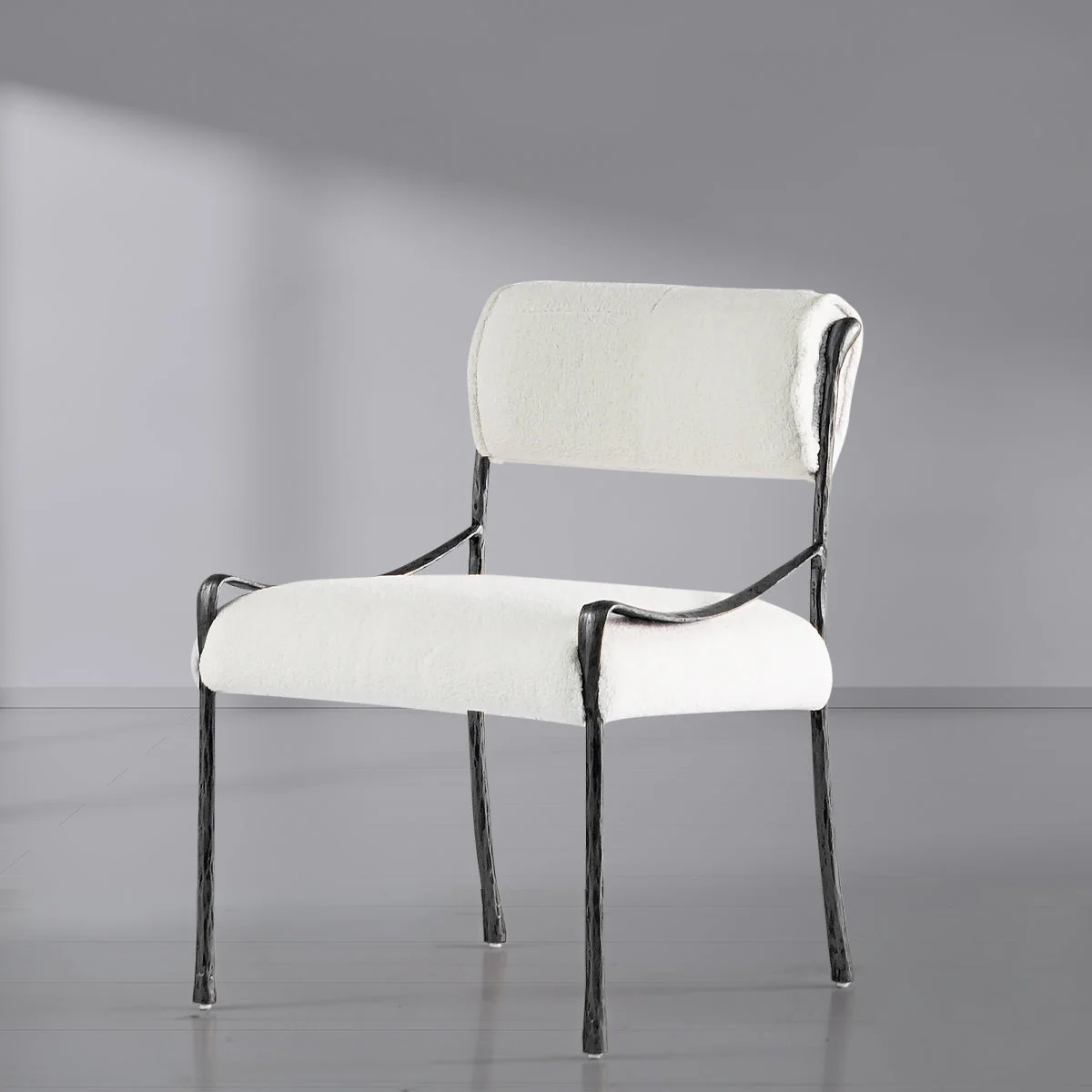 Hand-Forged Metal Retro Copper Iron Frame Armless Dining Chair - Image 28