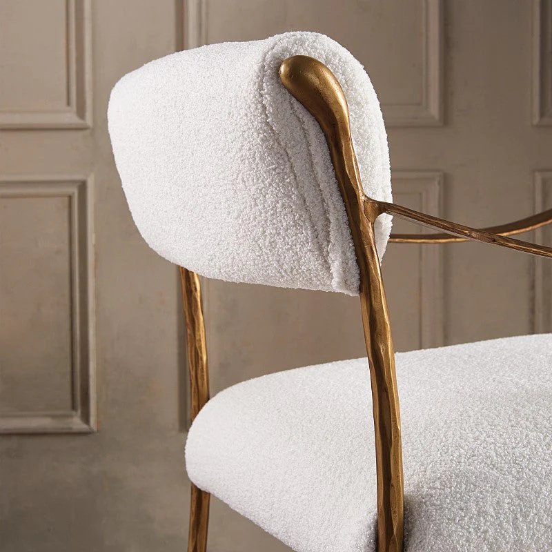 Hand-Forged Metal Retro Copper Iron Frame Armless Dining Chair - Image 3