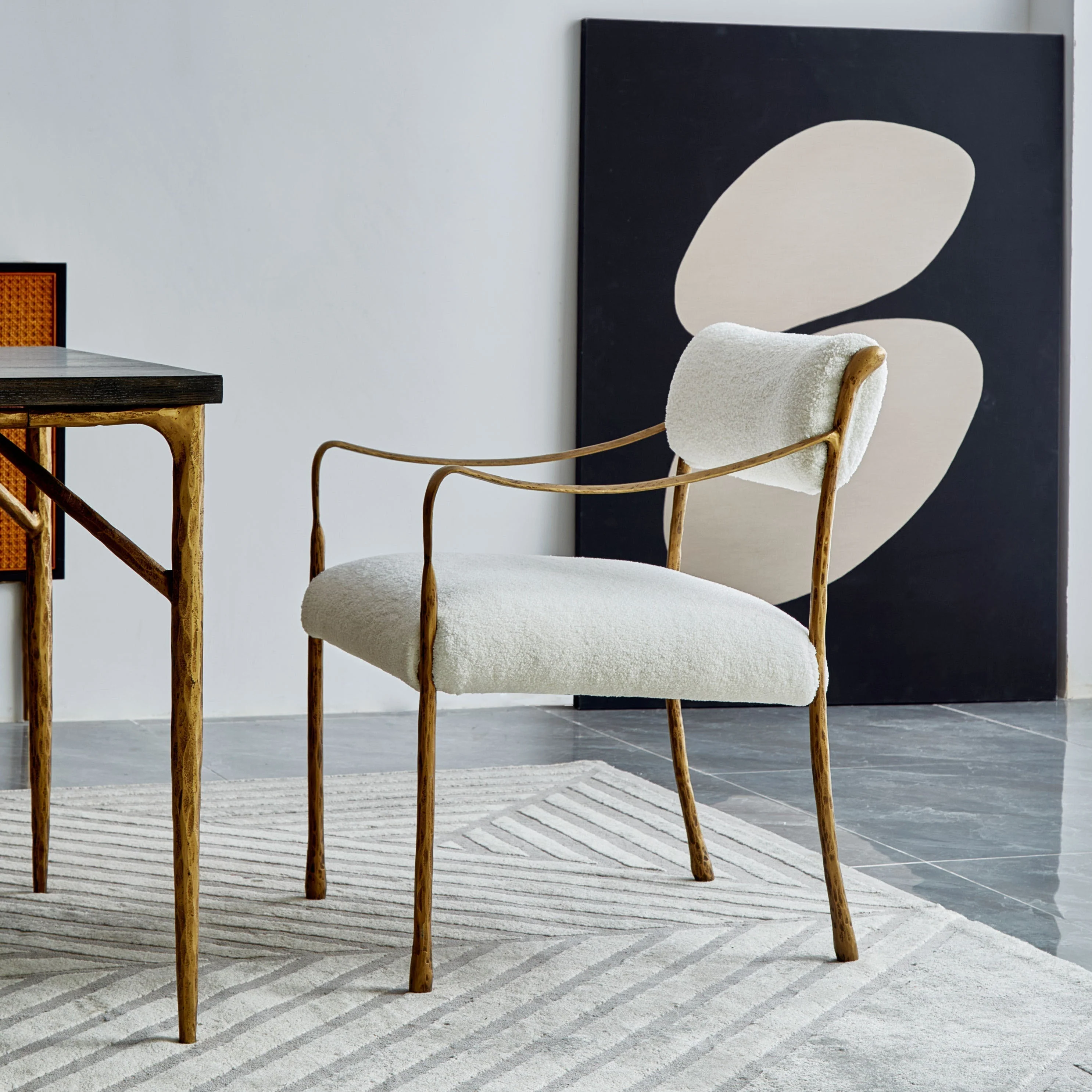 Hand-Forged Metal Retro Copper Iron Frame Dining Chair - Image 4