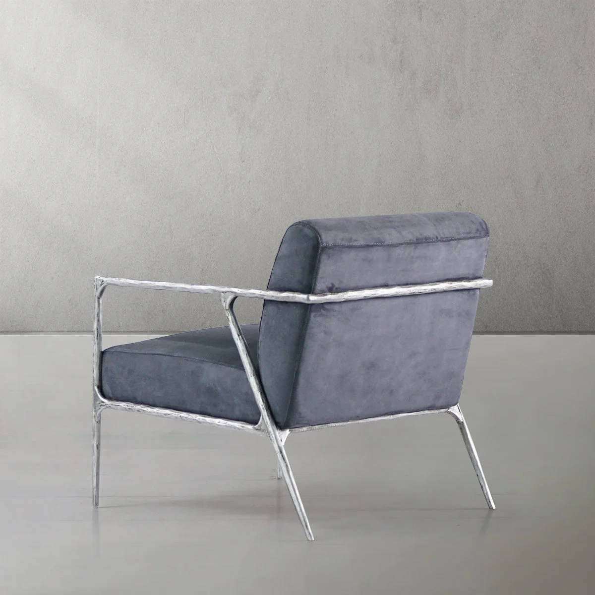 Hand-Forged Metal Retro Silver Iron Frame Track Armchair - Image 10