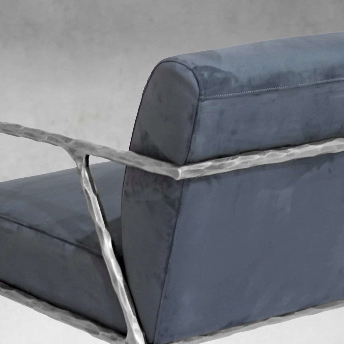Hand-Forged Metal Retro Silver Iron Frame Track Armchair - Image 11