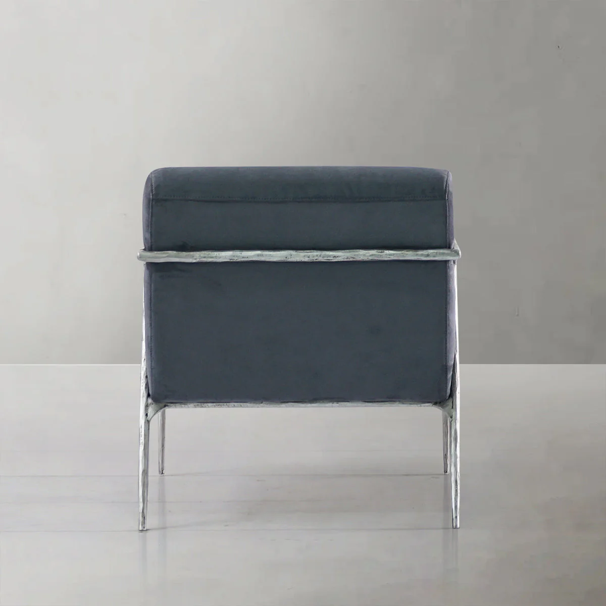Hand-Forged Metal Retro Silver Iron Frame Track Armchair - Image 12