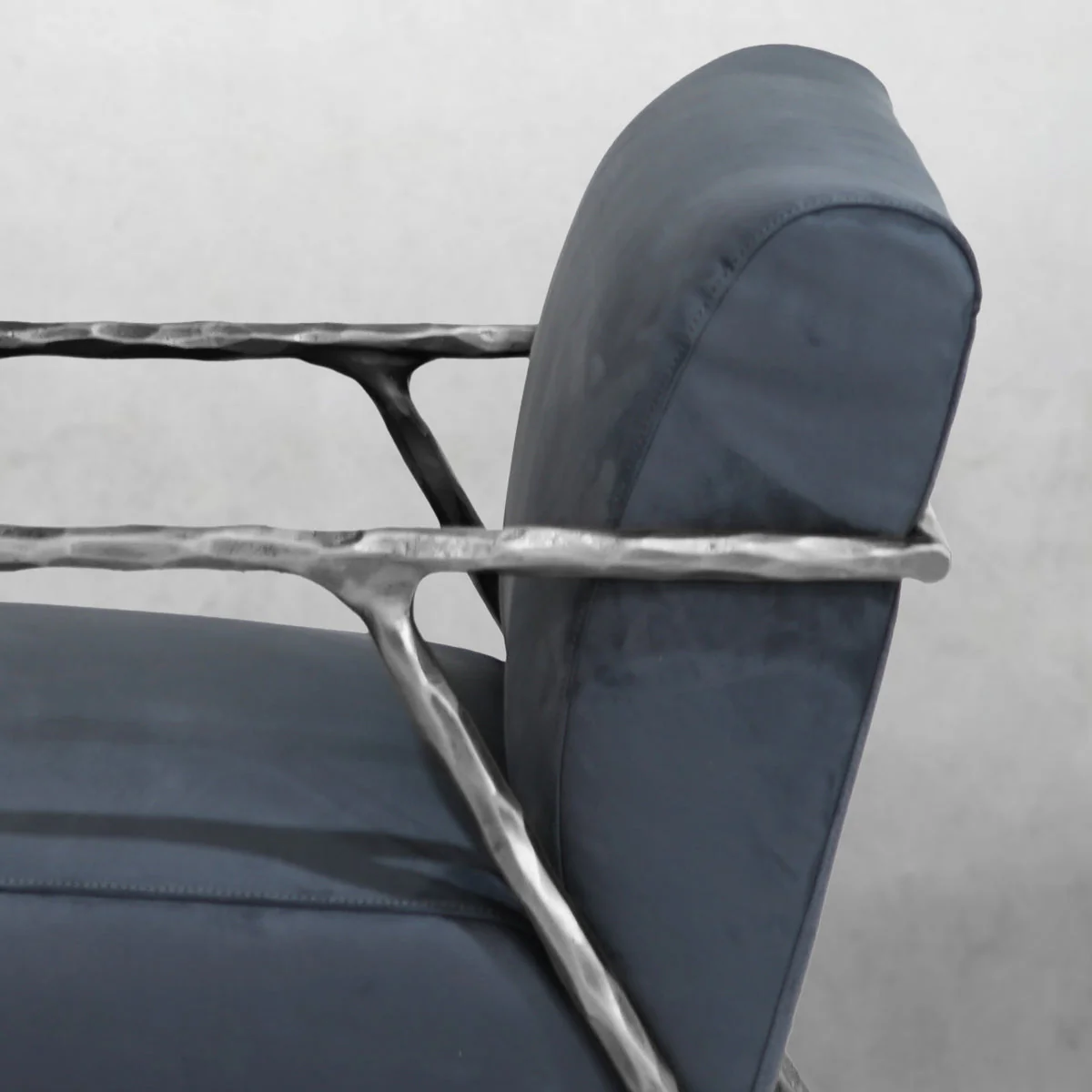 Hand-Forged Metal Retro Silver Iron Frame Track Armchair - Image 9