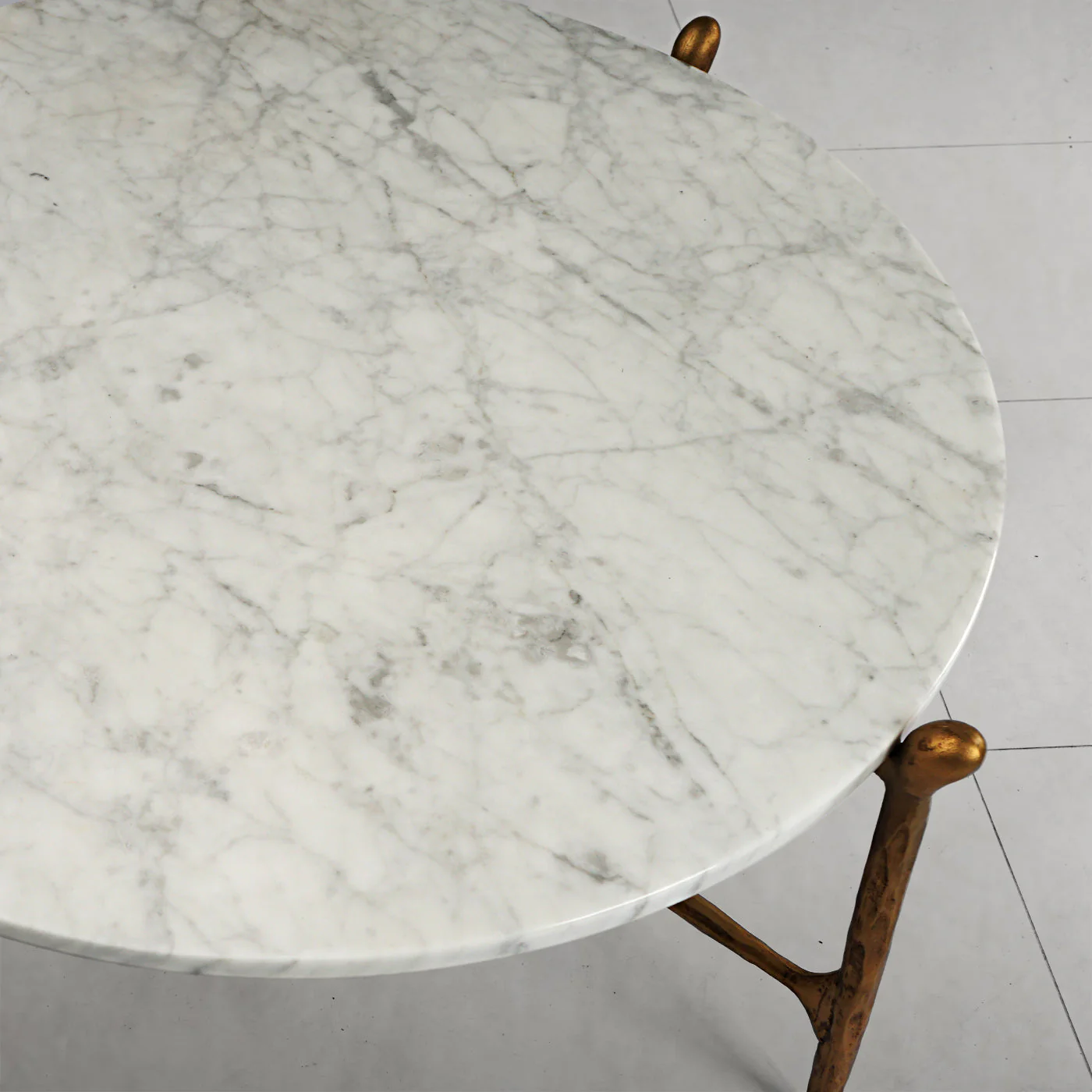 Hand-Forged Metal Round  Horn Marble Coffee Table & Side Table - Image 10