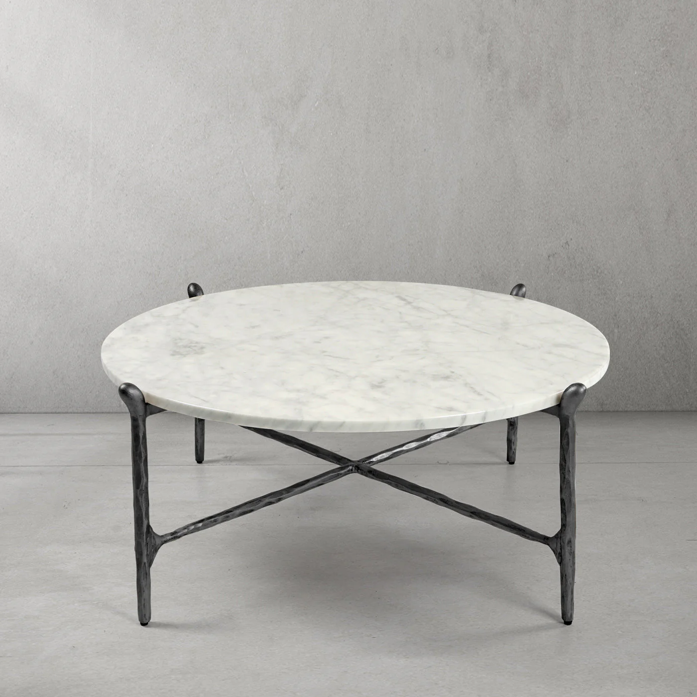 Hand-Forged Metal Round  Horn Marble Coffee Table & Side Table - Image 12
