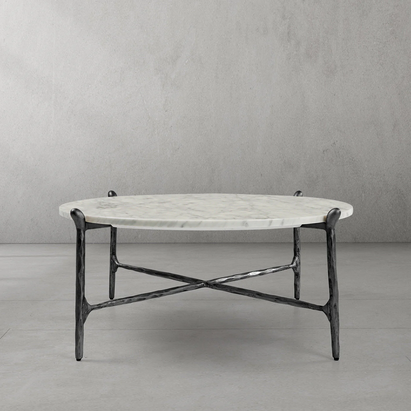 Hand-Forged Metal Round  Horn Marble Coffee Table & Side Table - Image 13