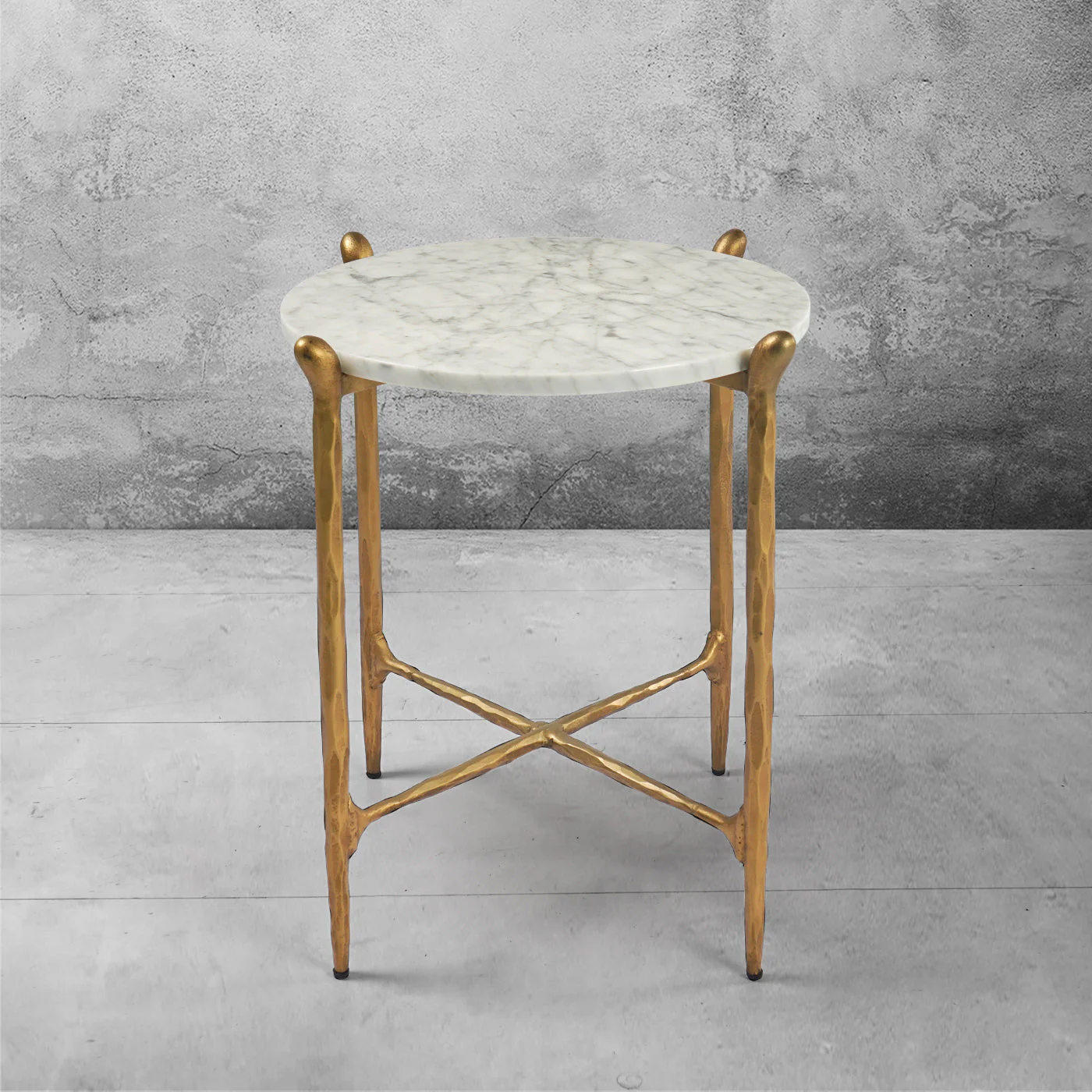 Hand-Forged Metal Round  Horn Marble Coffee Table & Side Table - Image 26