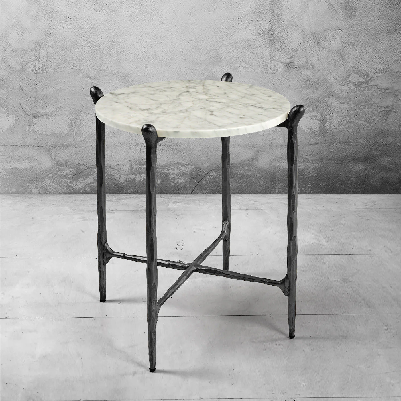 Hand-Forged Metal Round  Horn Marble Coffee Table & Side Table - Image 29
