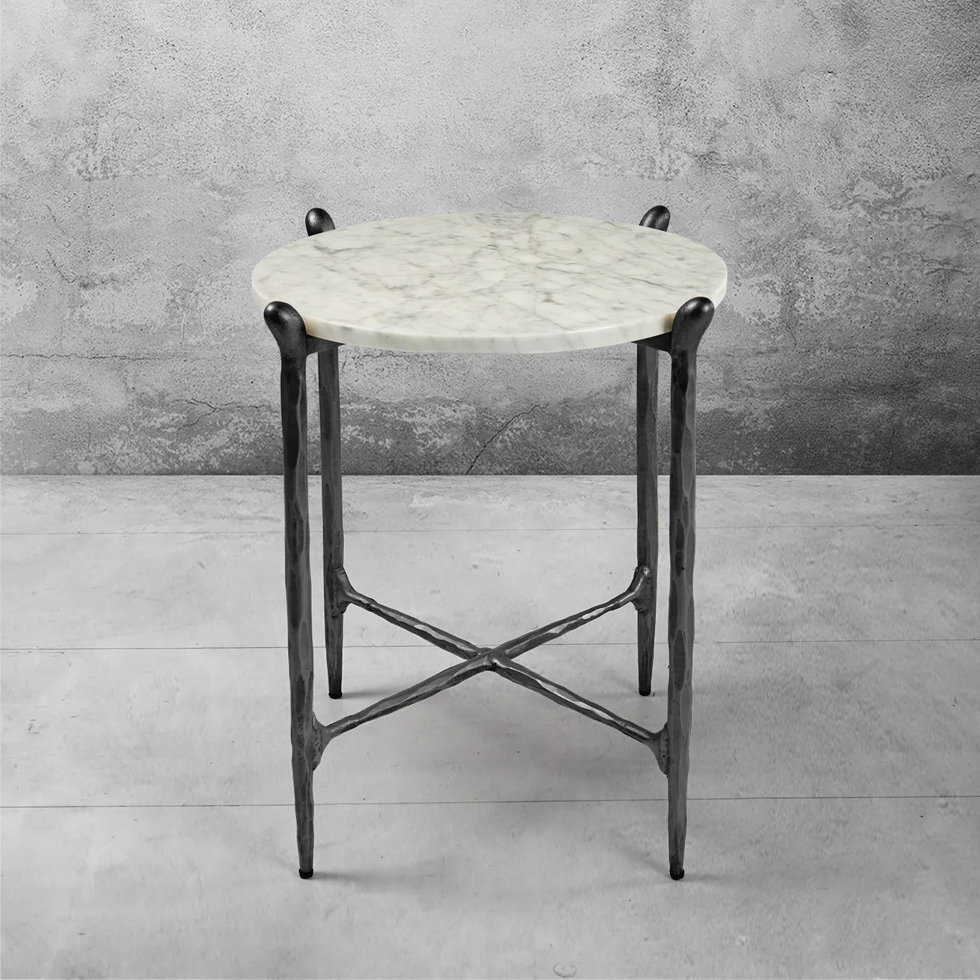 Hand-Forged Metal Round  Horn Marble Coffee Table & Side Table - Image 30
