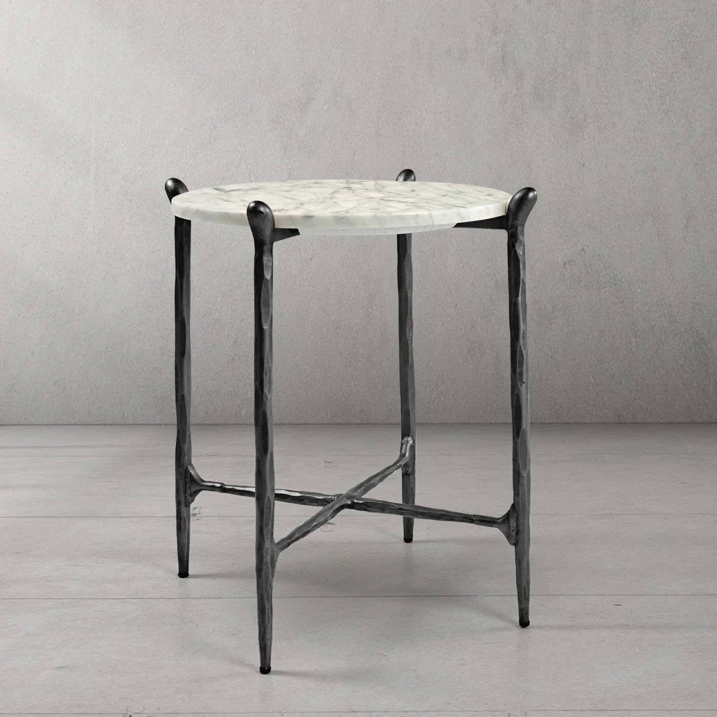 Hand-Forged Metal Round  Horn Marble Coffee Table & Side Table - Image 31