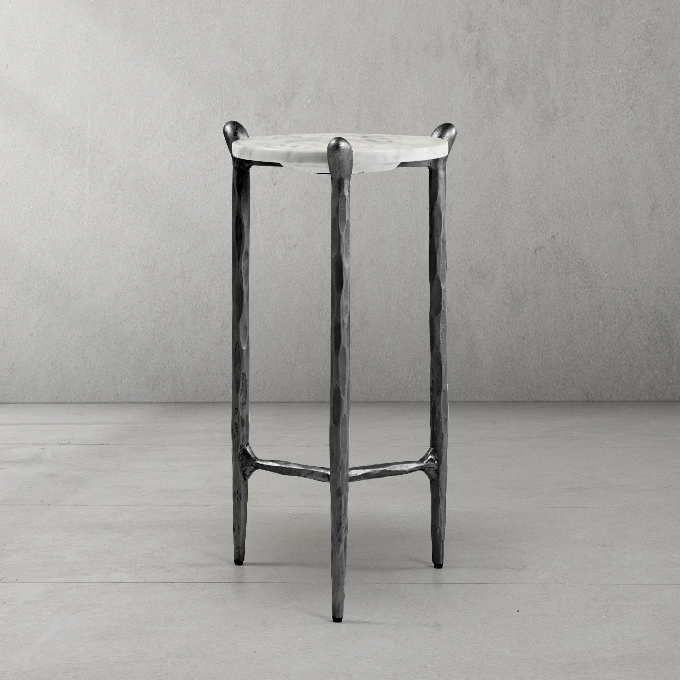 Hand-Forged Metal Round  Horn Marble Coffee Table & Side Table - Image 47