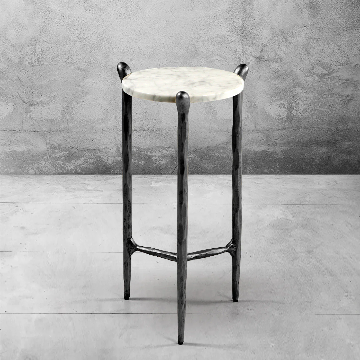 Hand-Forged Metal Round  Horn Marble Coffee Table & Side Table - Image 48