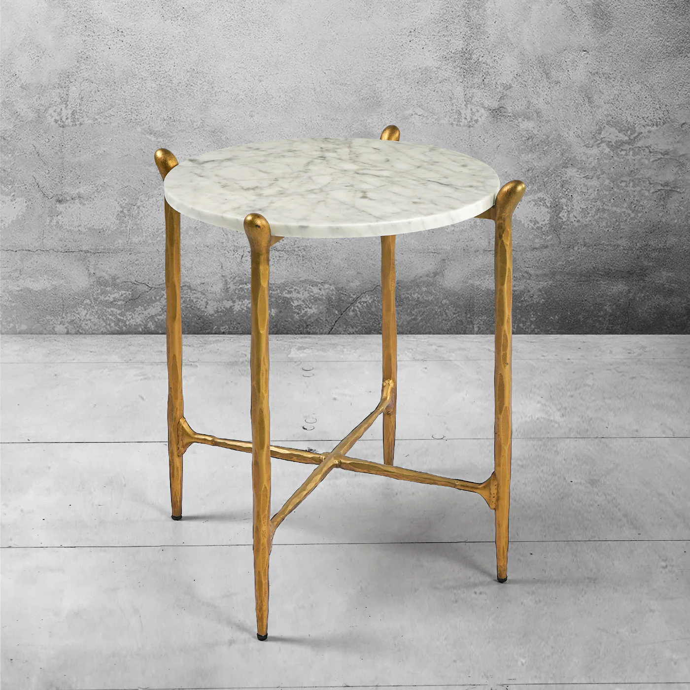 Hand-Forged Metal Round  Horn Marble Coffee Table & Side Table - Image 62