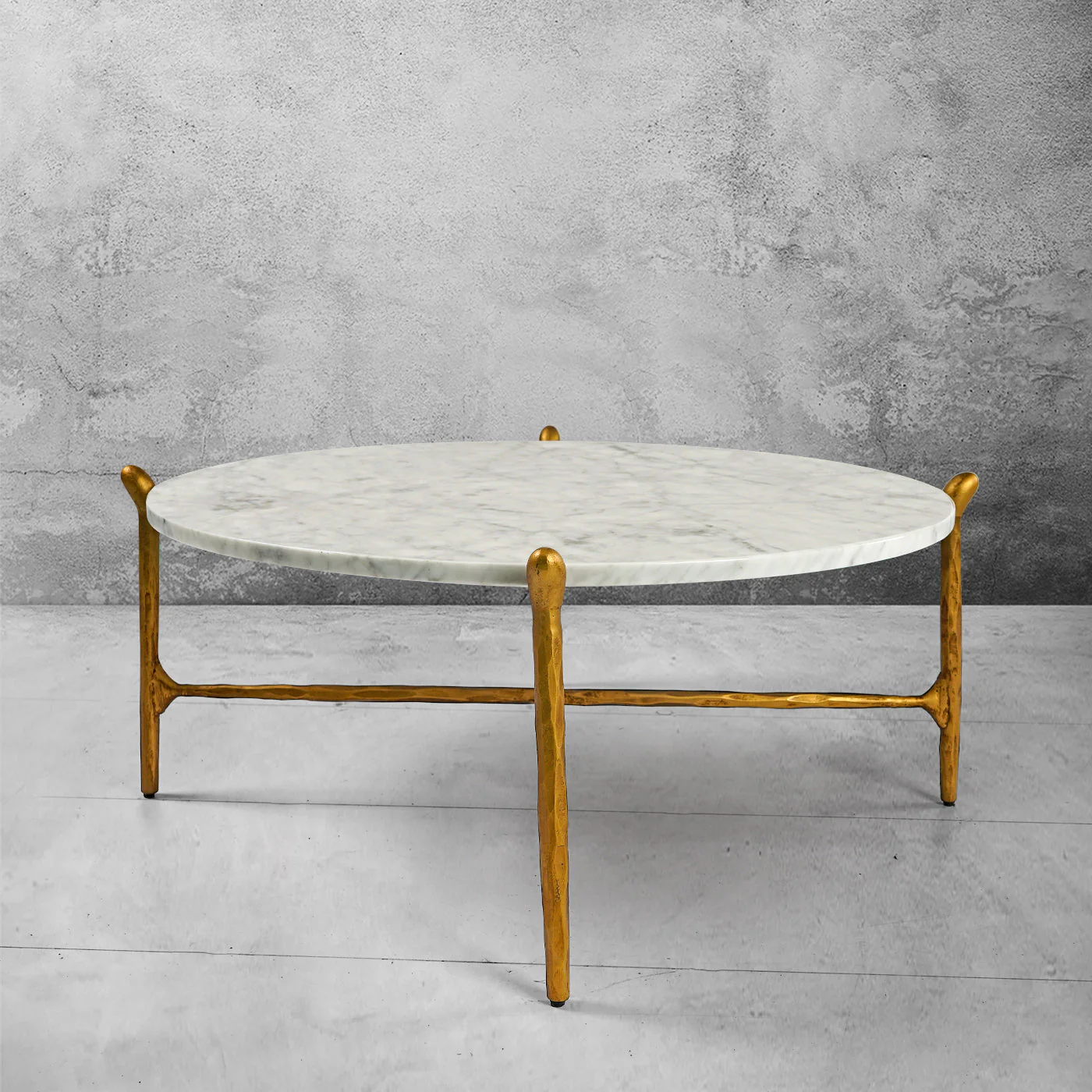 Hand-Forged Metal Round  Horn Marble Coffee Table & Side Table - Image 7