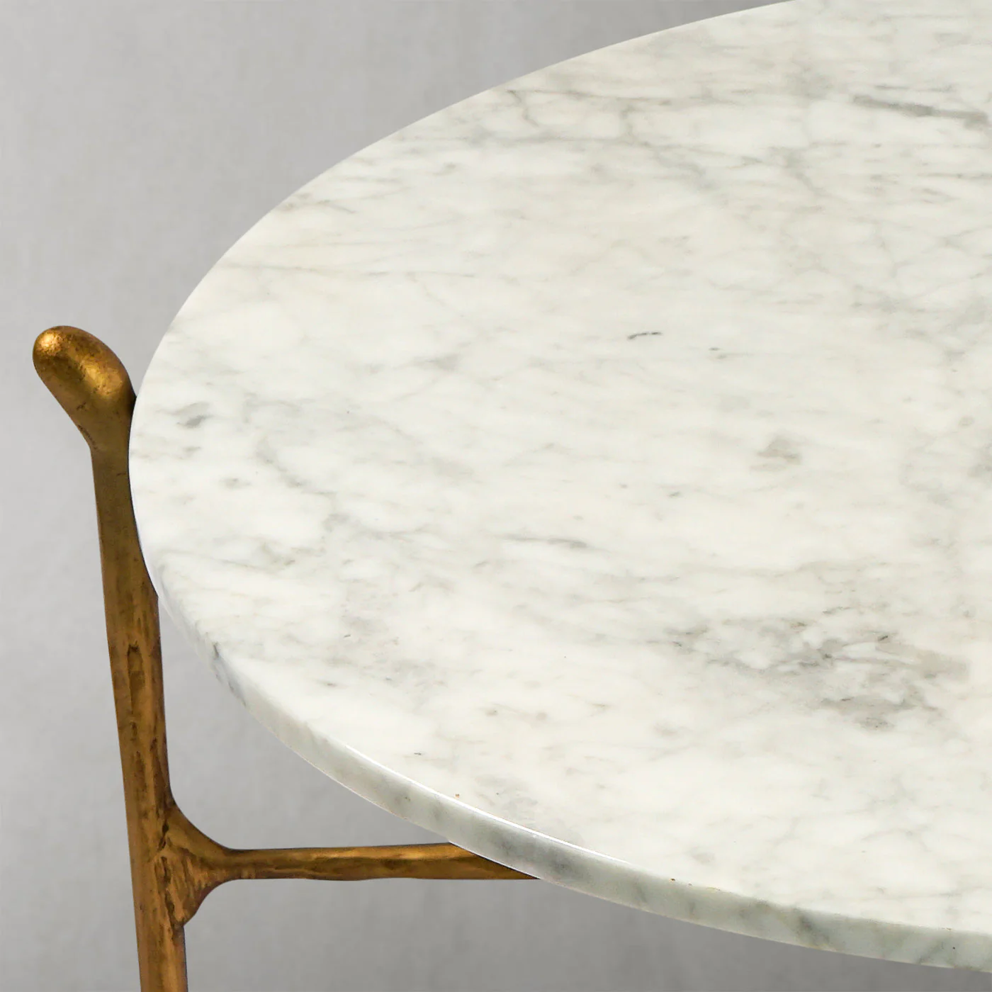 Hand-Forged Metal Round  Horn Marble Coffee Table & Side Table - Image 9