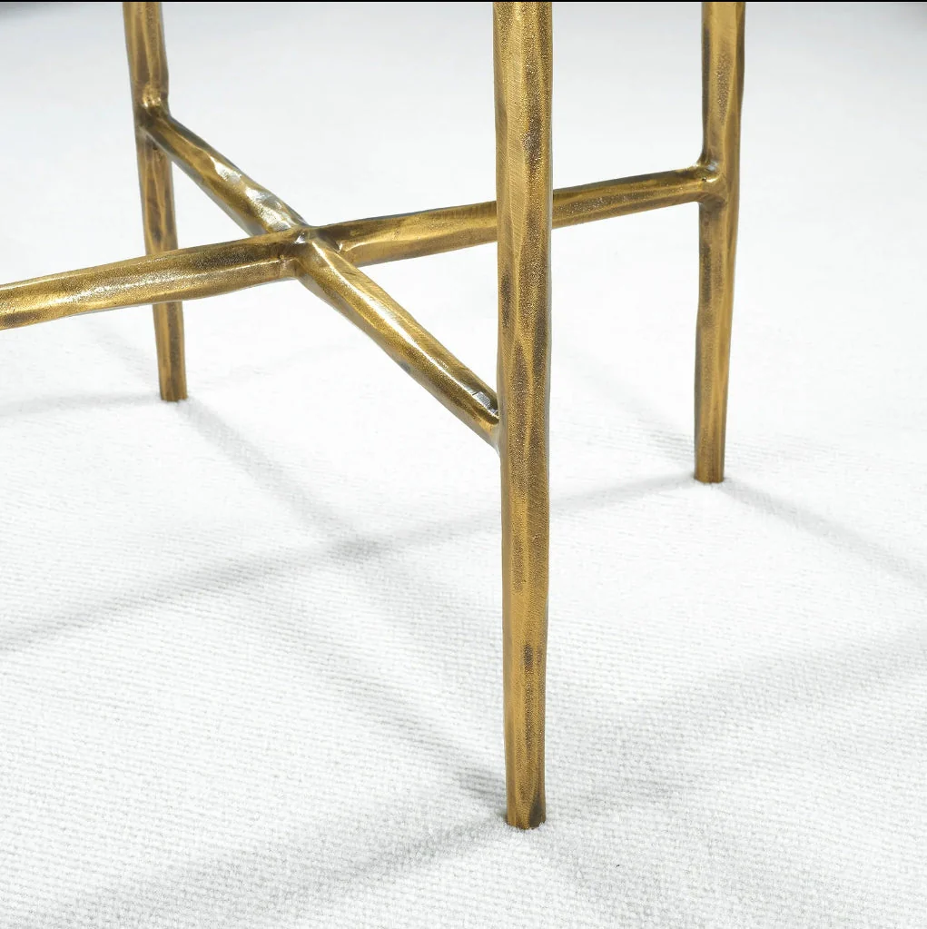Hand-Forged Metal Round Marble Side Table 18" 22" - Image 10