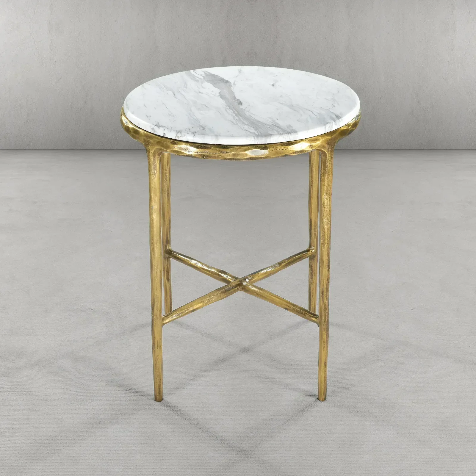 Hand-Forged Metal Round Marble Side Table 18" 22" - Image 13