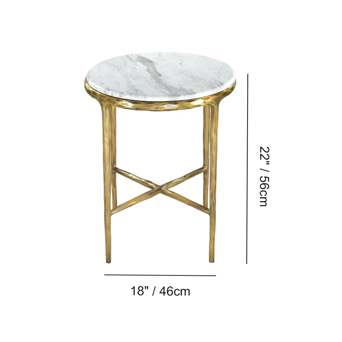 Hand-Forged Metal Round Marble Side Table 18" 22" - Image 15