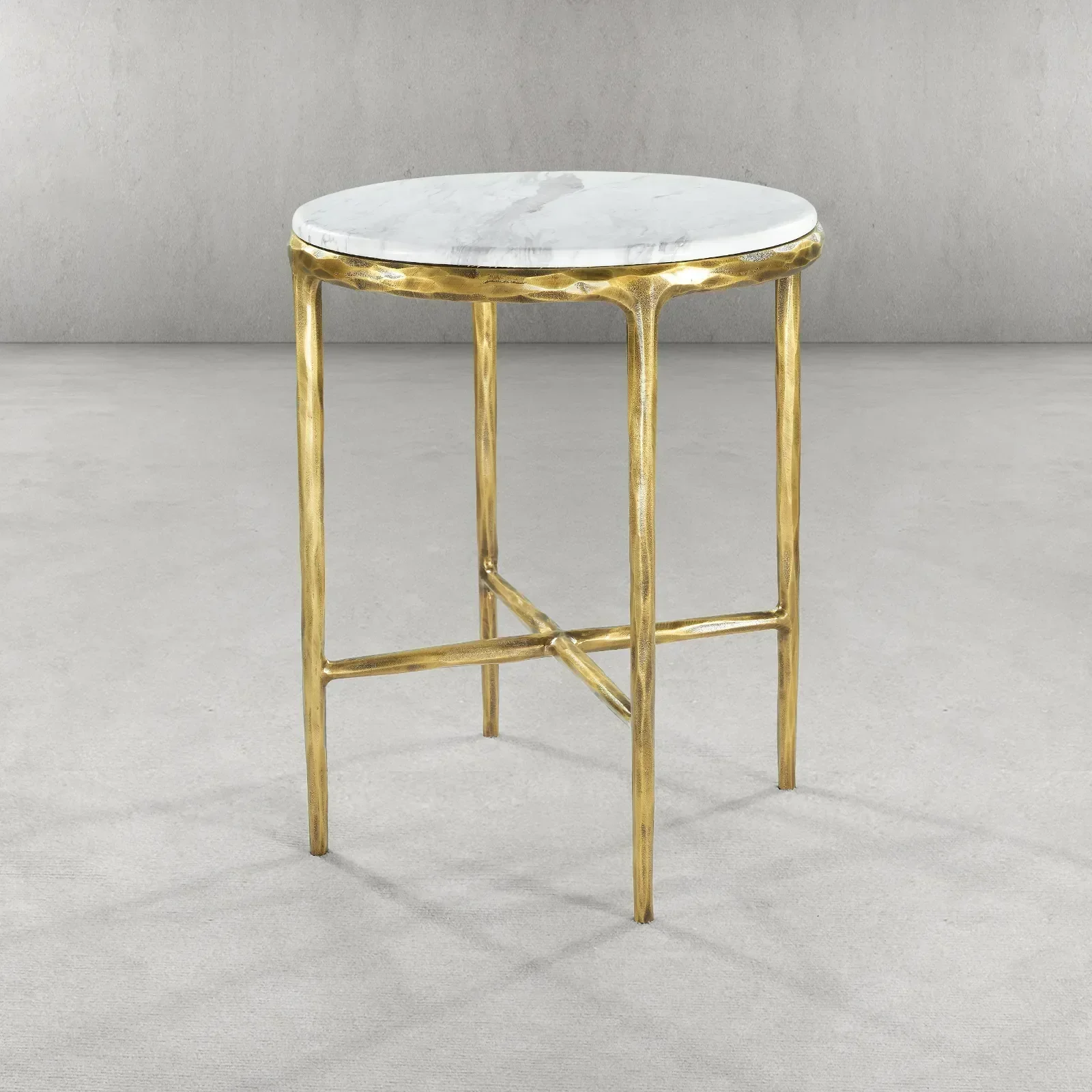 Hand-Forged Metal Round Marble Side Table 18" 22" - Image 16