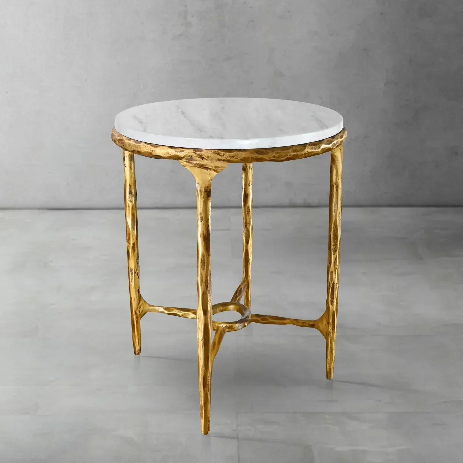 Hand-Forged Metal Round Marble Side Table 18" 22" - Image 17