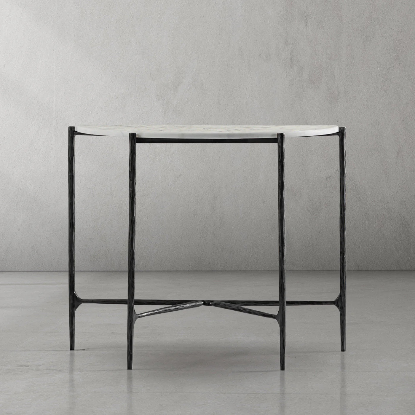 Hand-Forged Metal Semi-circle Console Table - Image 2