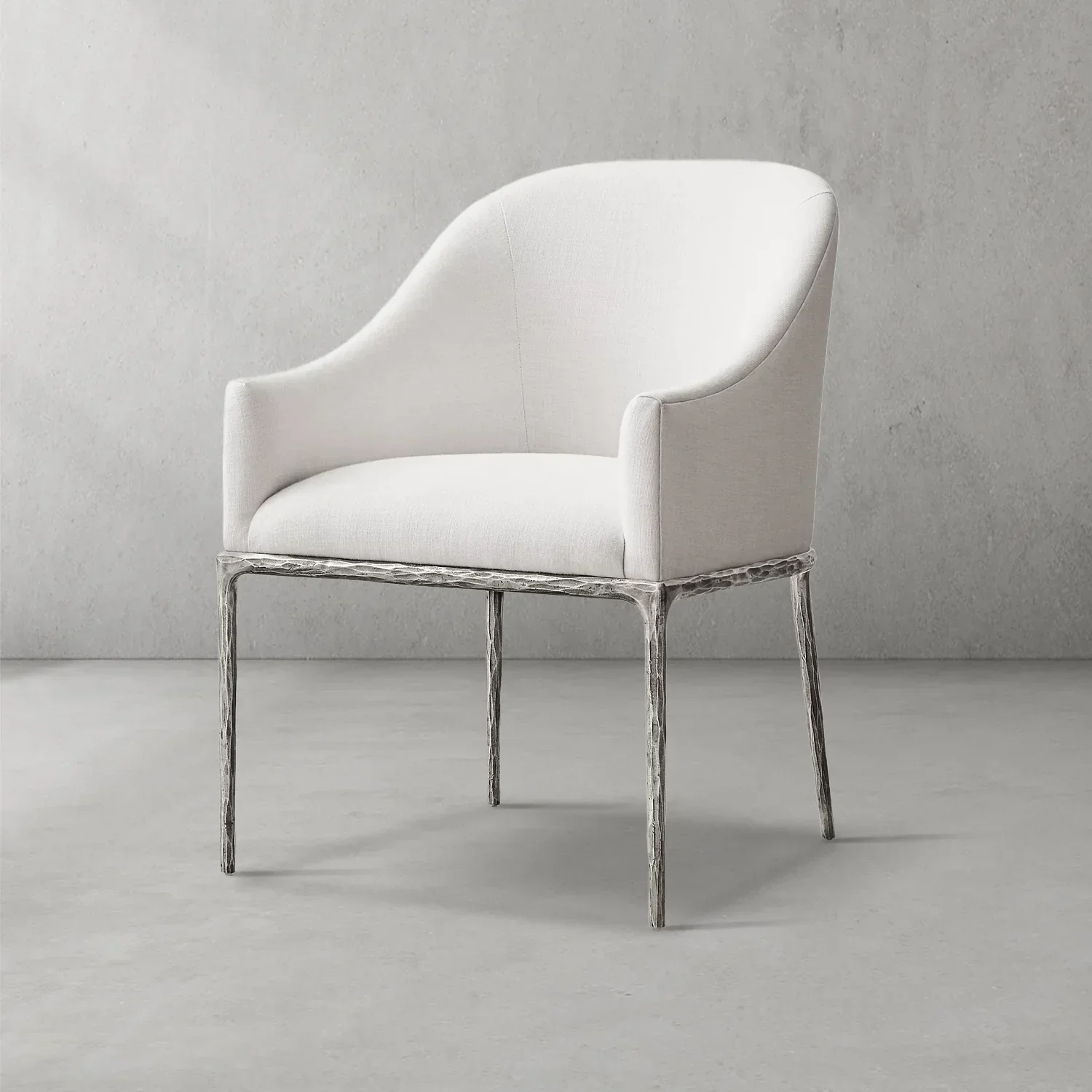 Hand-Forged Metal Slope Fabric Dining Armchair - Image 13