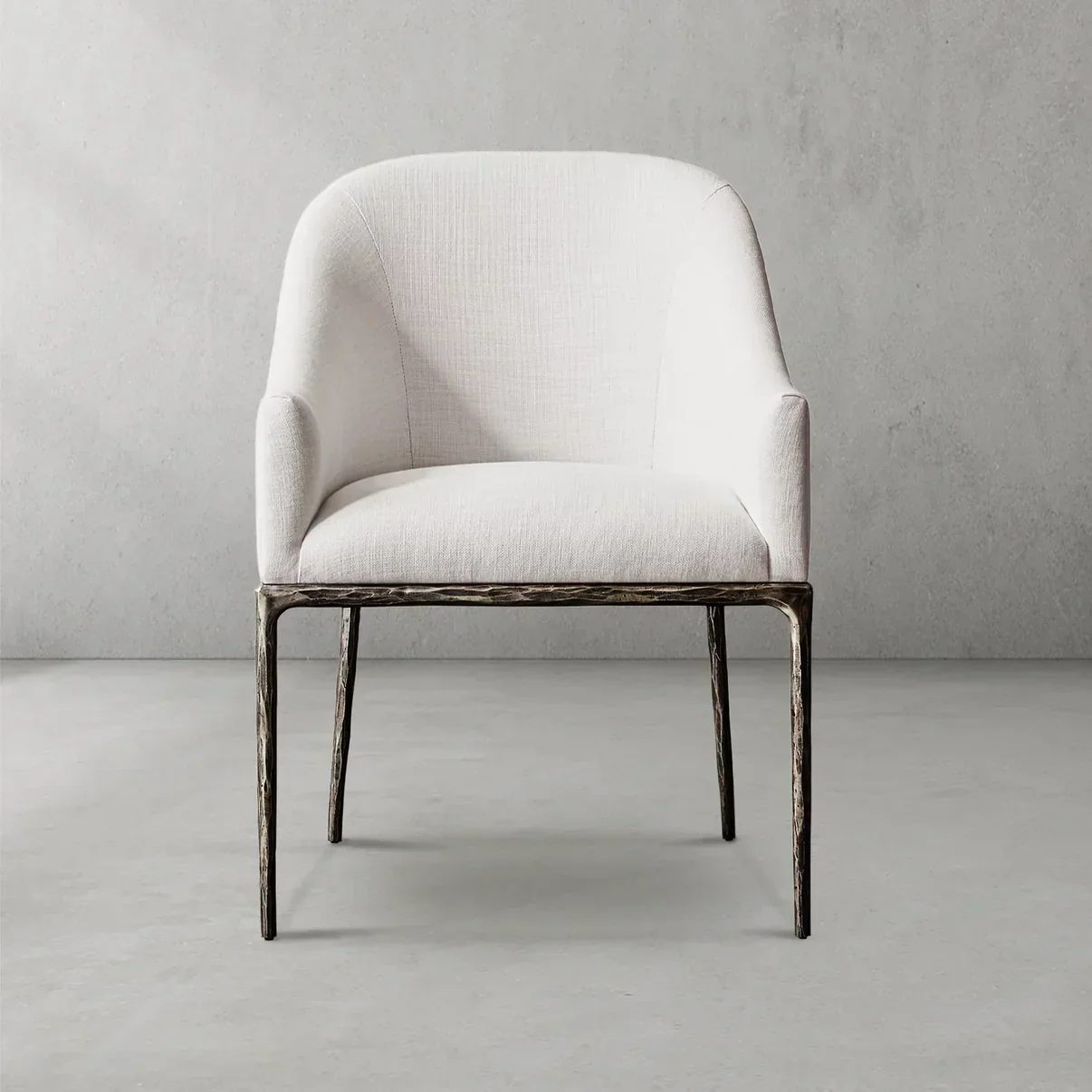 Hand-Forged Metal Slope Fabric Dining Armchair - Image 3