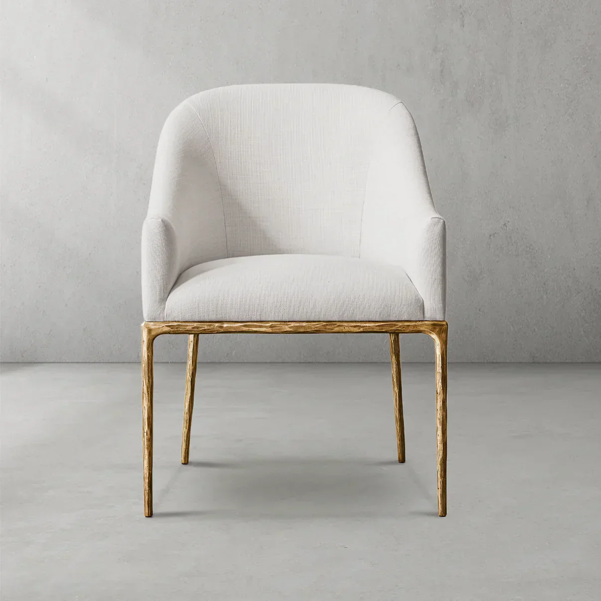 Hand-Forged Metal Slope Fabric Dining Armchair - Image 4