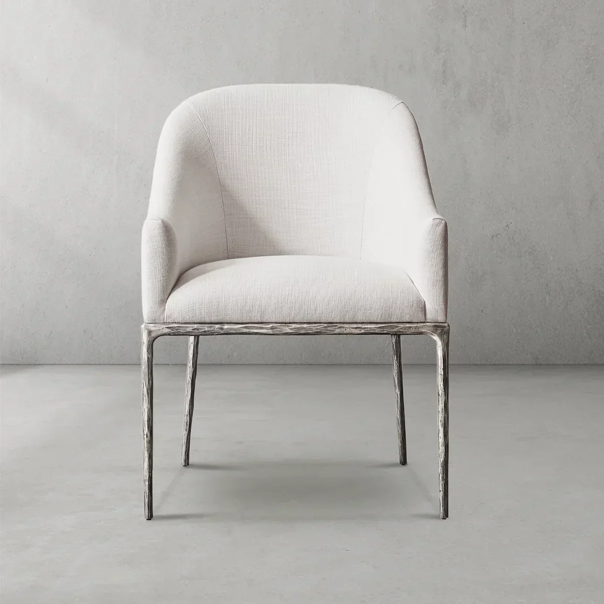 Hand-Forged Metal Slope Fabric Dining Armchair - Image 5