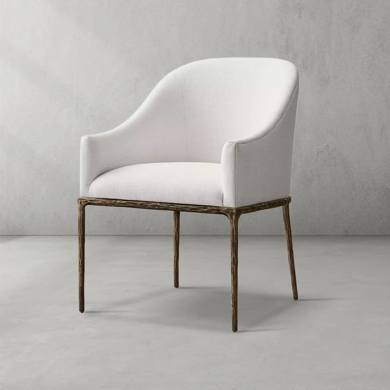 Hand-Forged Metal Slope Fabric Dining Armchair - Image 6