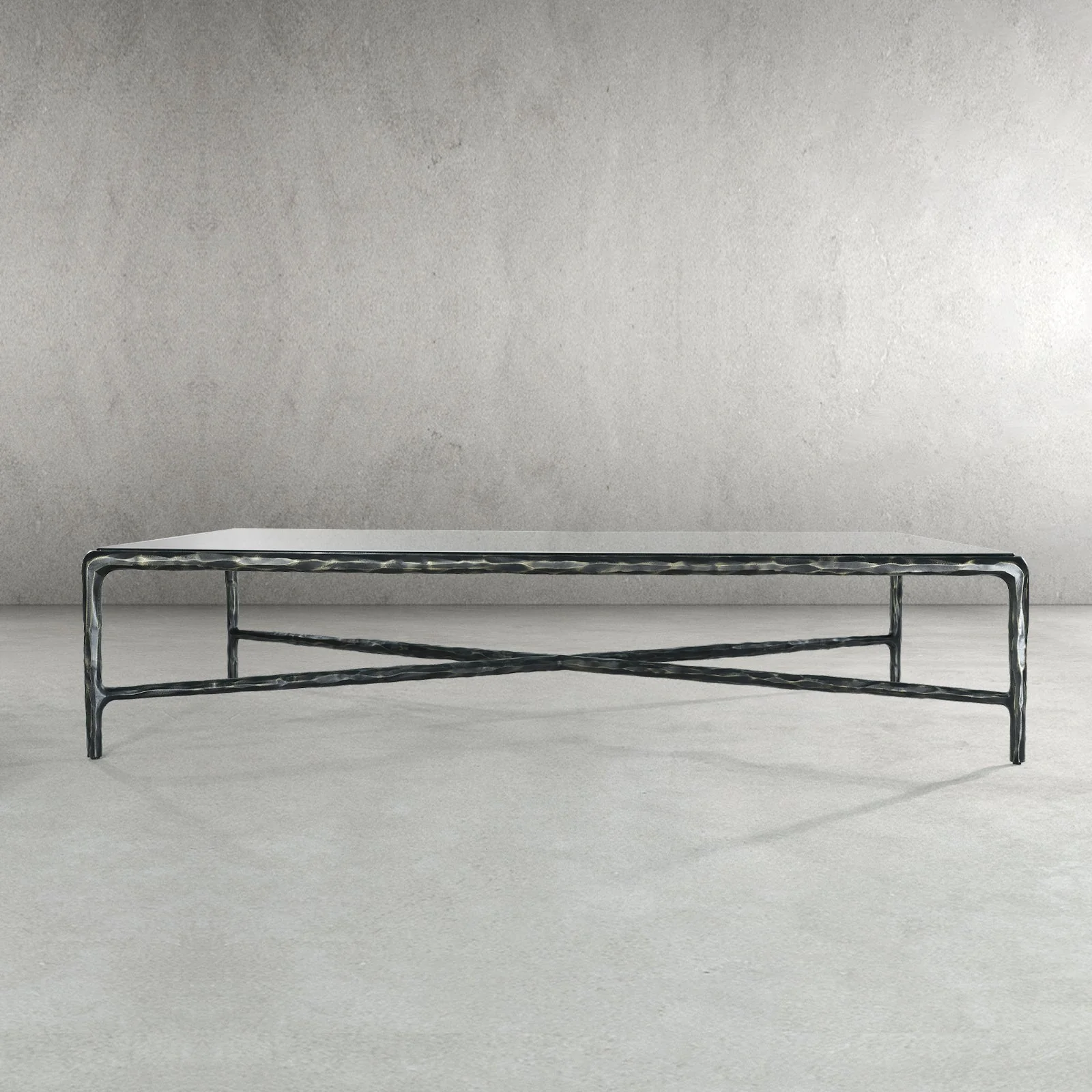 Hand-Forged Metal Square Glass Coffee Table - Image 15