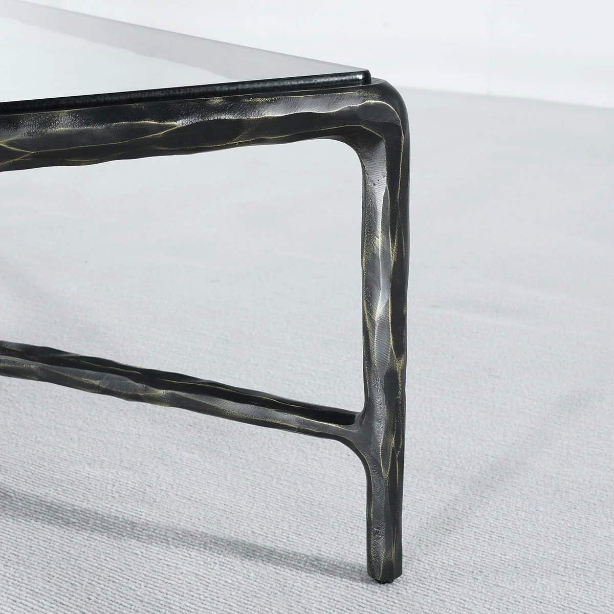 Hand-Forged Metal Square Glass Coffee Table - Image 18