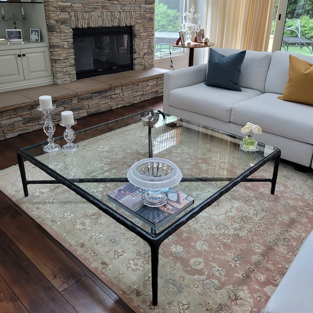 Hand-Forged Metal Square Glass Coffee Table - Image 26