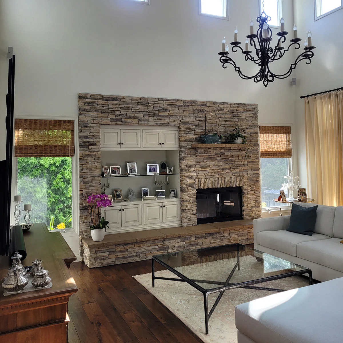Hand-Forged Metal Square Glass Coffee Table - Image 3