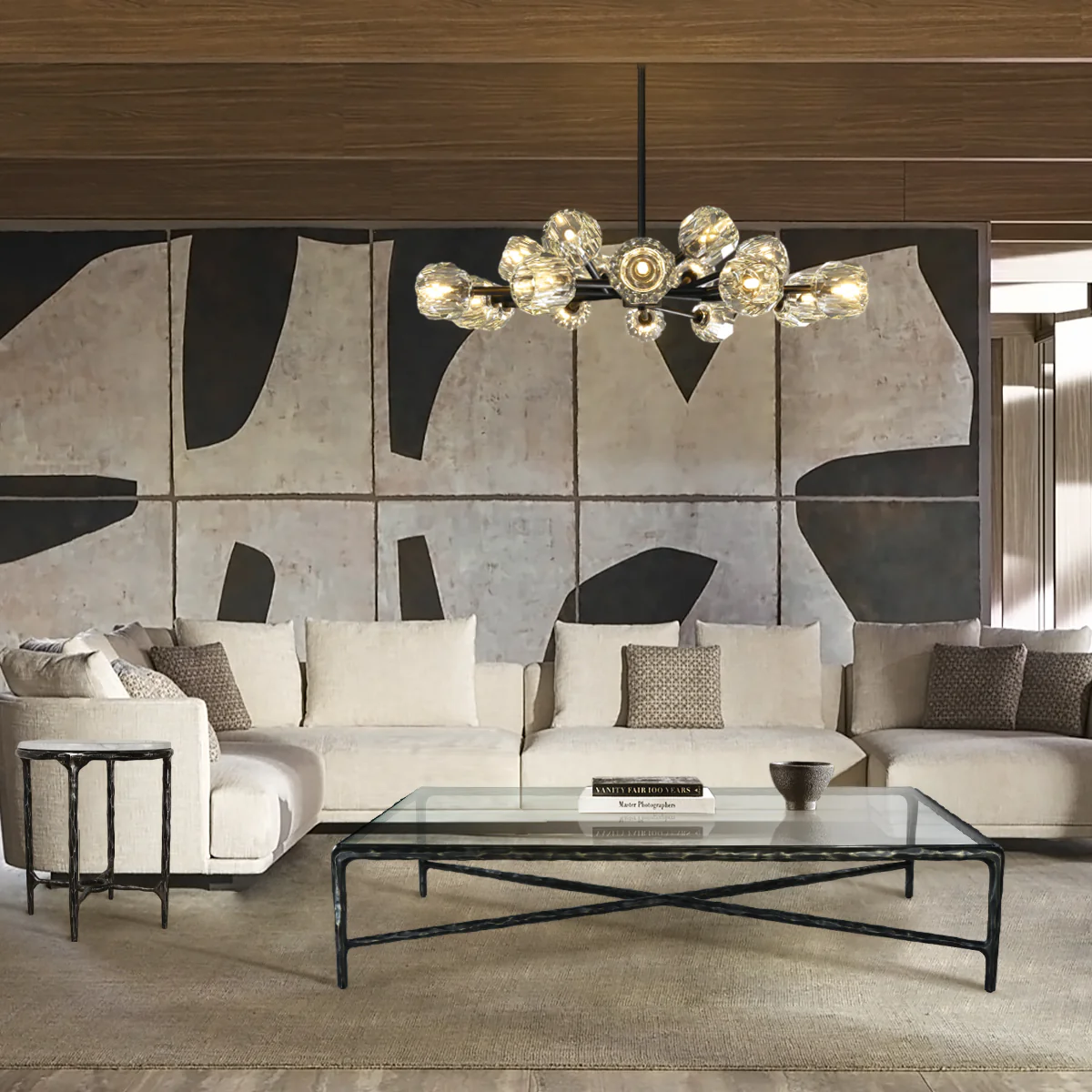 Hand-Forged Metal Square Glass Coffee Table - Image 4