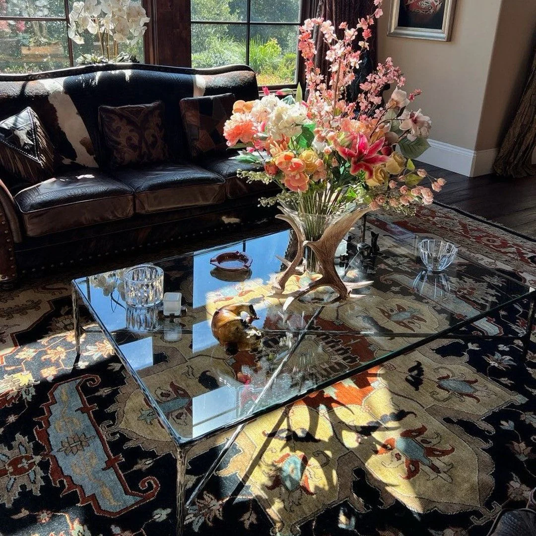 Hand-Forged Metal Square Glass Coffee Table - Image 5