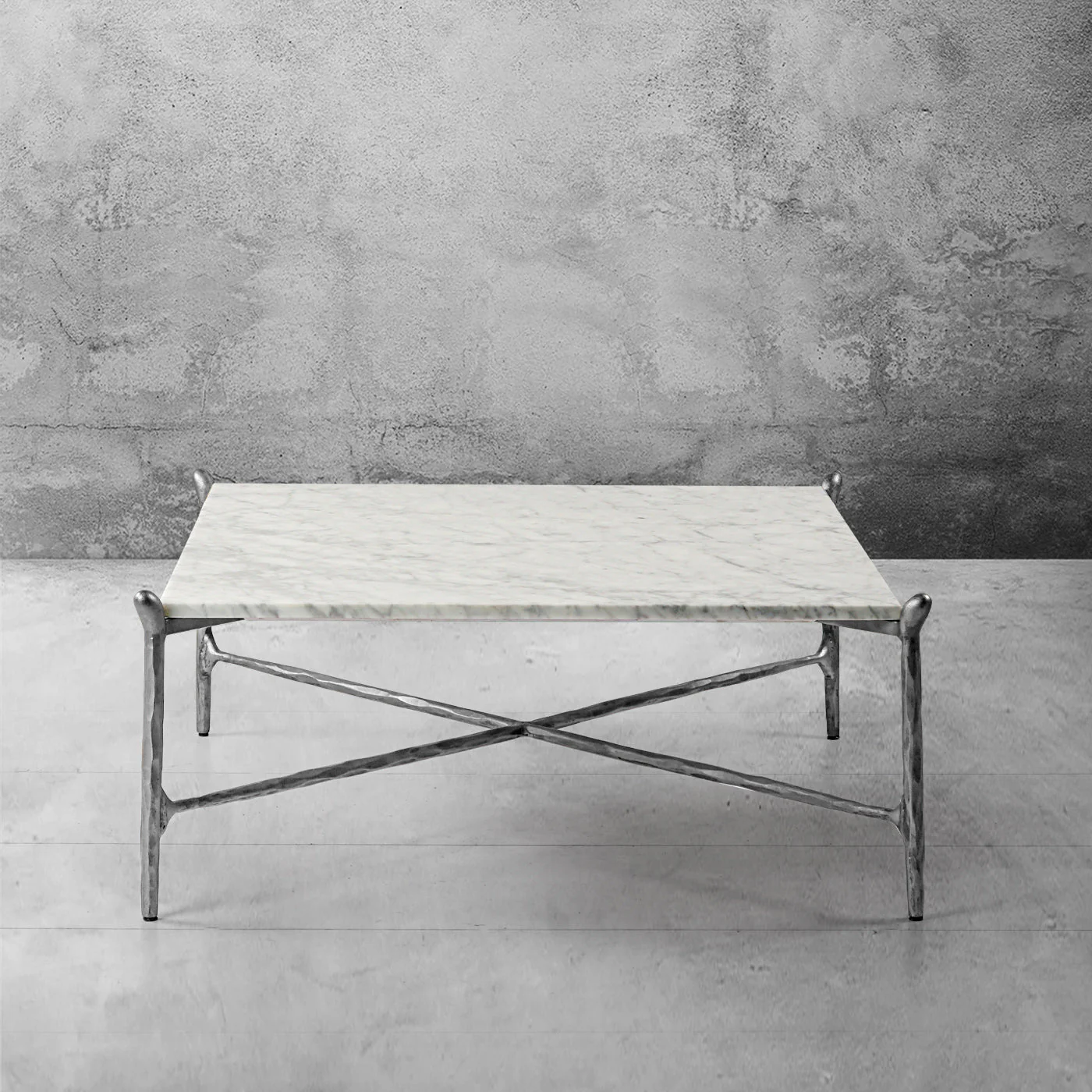 Hand-Forged Metal Square Horn Marble Coffee Table 39" 50" - Image 11