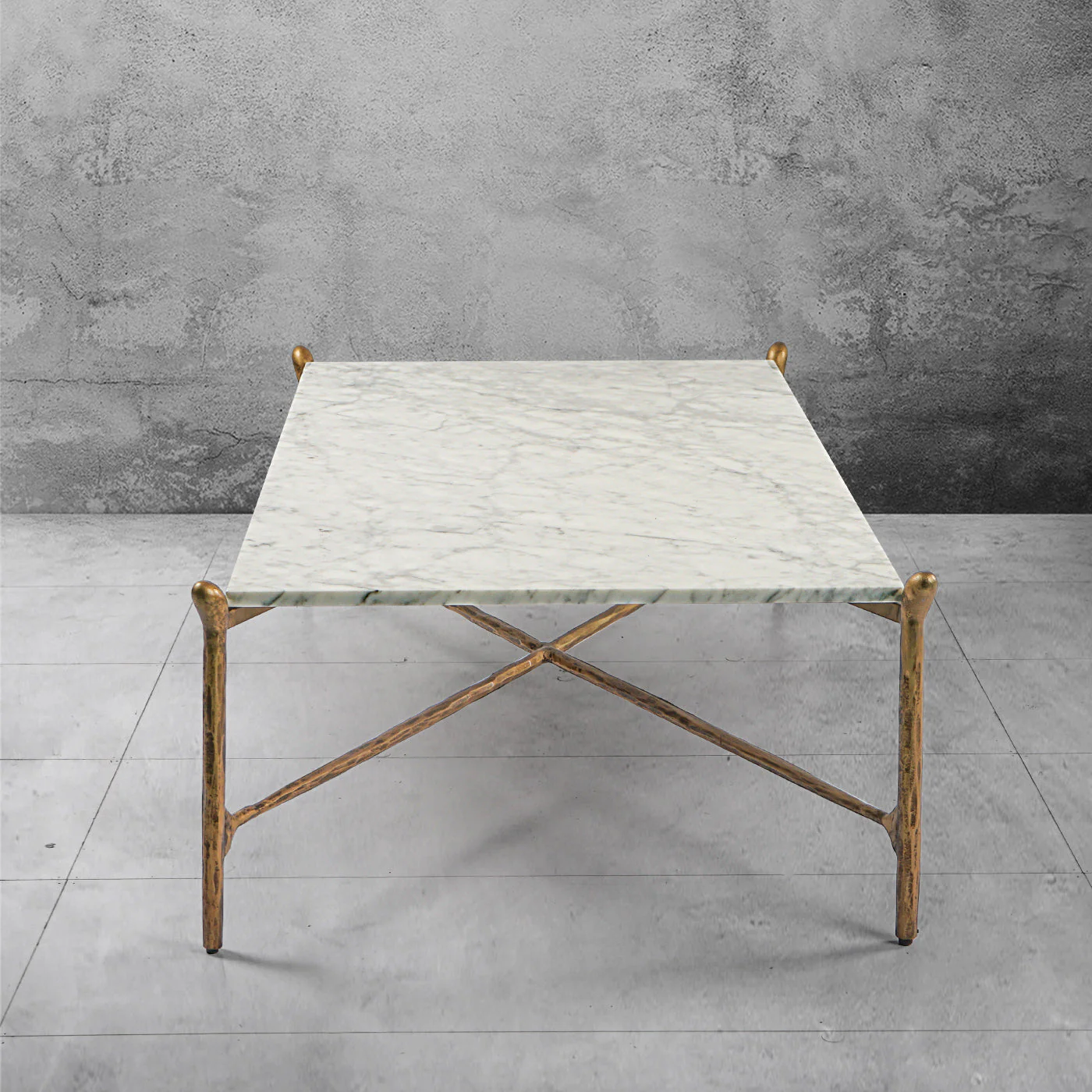 Hand-Forged Metal Square Horn Marble Coffee Table 39" 50" - Image 16