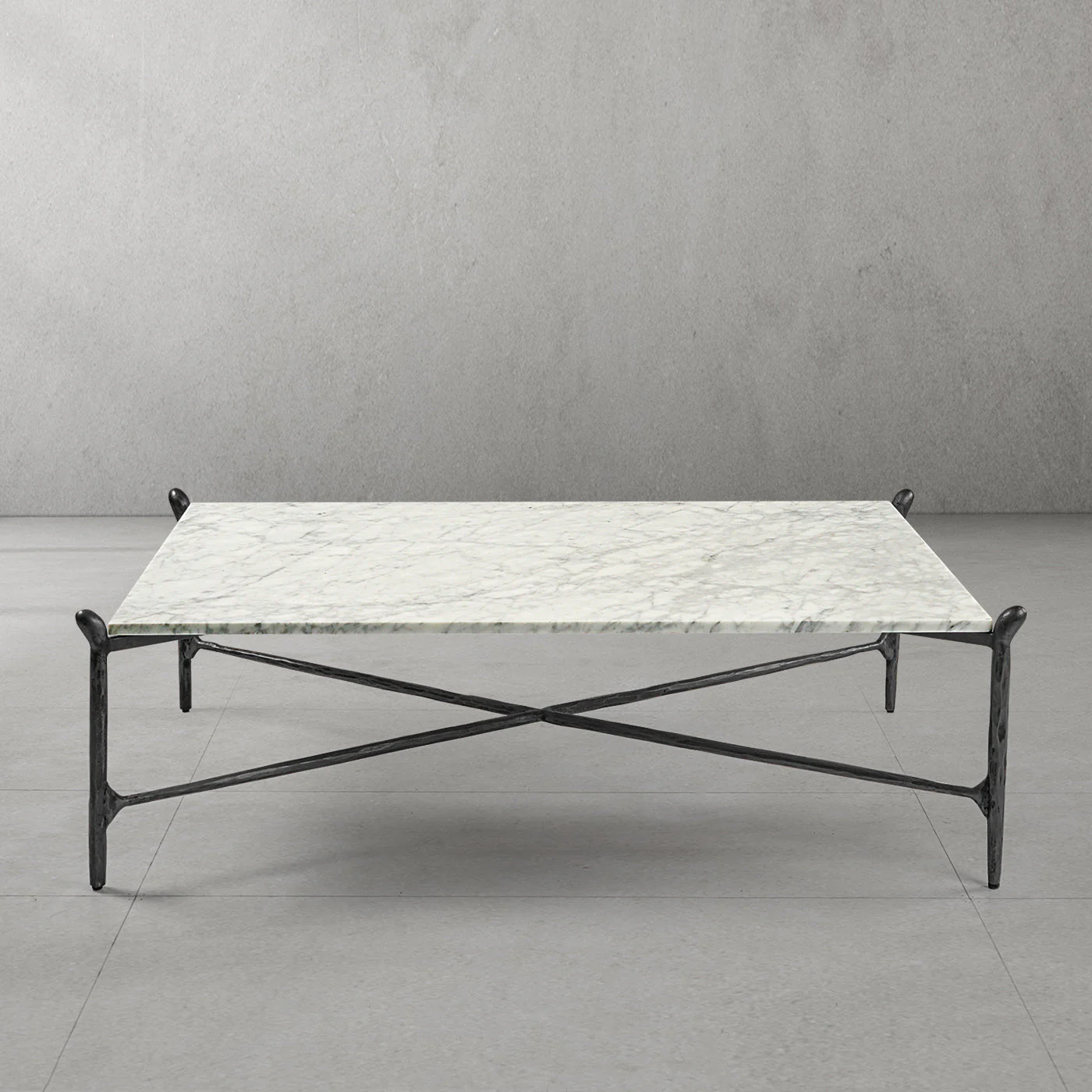 Hand-Forged Metal Square Horn Marble Coffee Table 39" 50" - Image 20