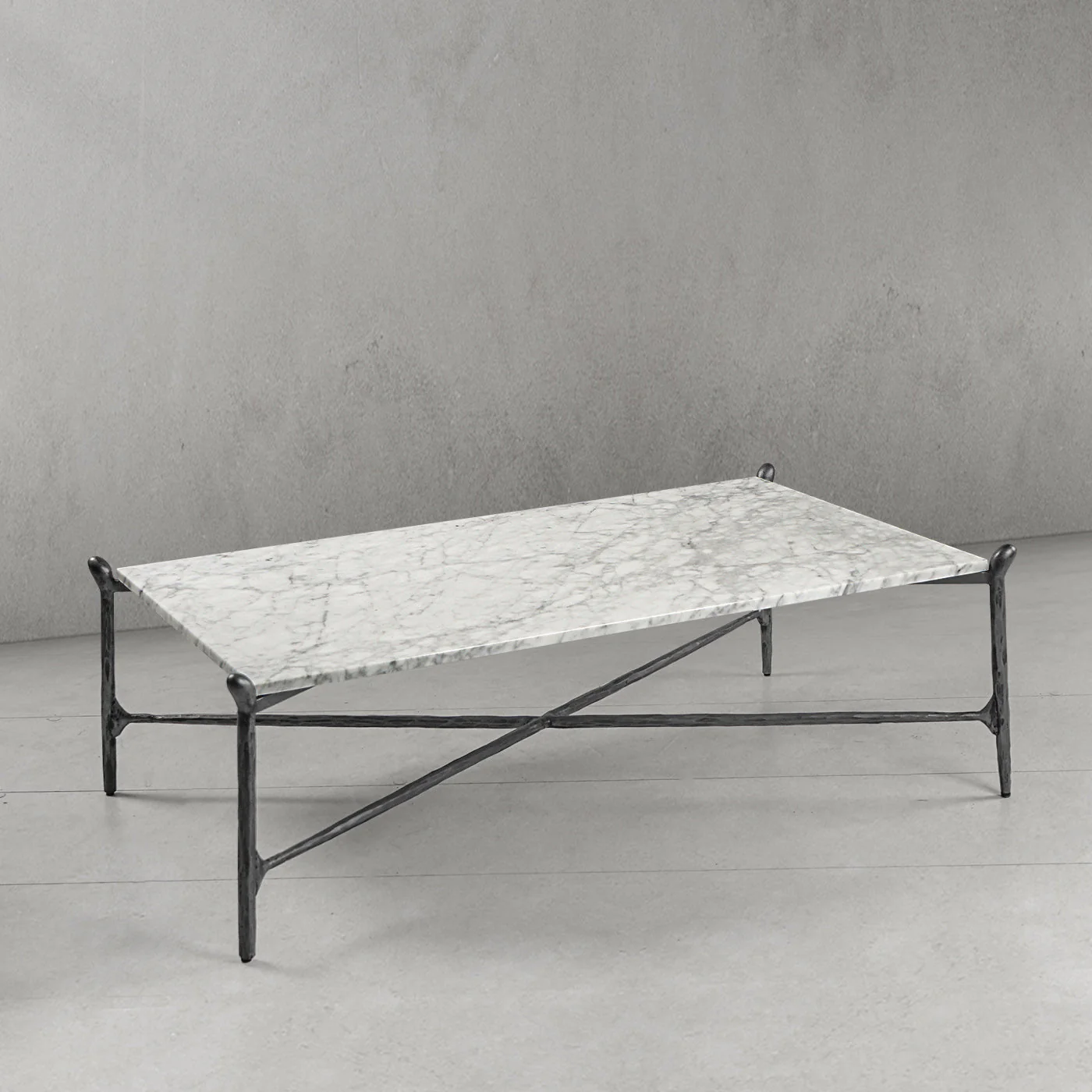 Hand-Forged Metal Square Horn Marble Coffee Table 39" 50" - Image 22