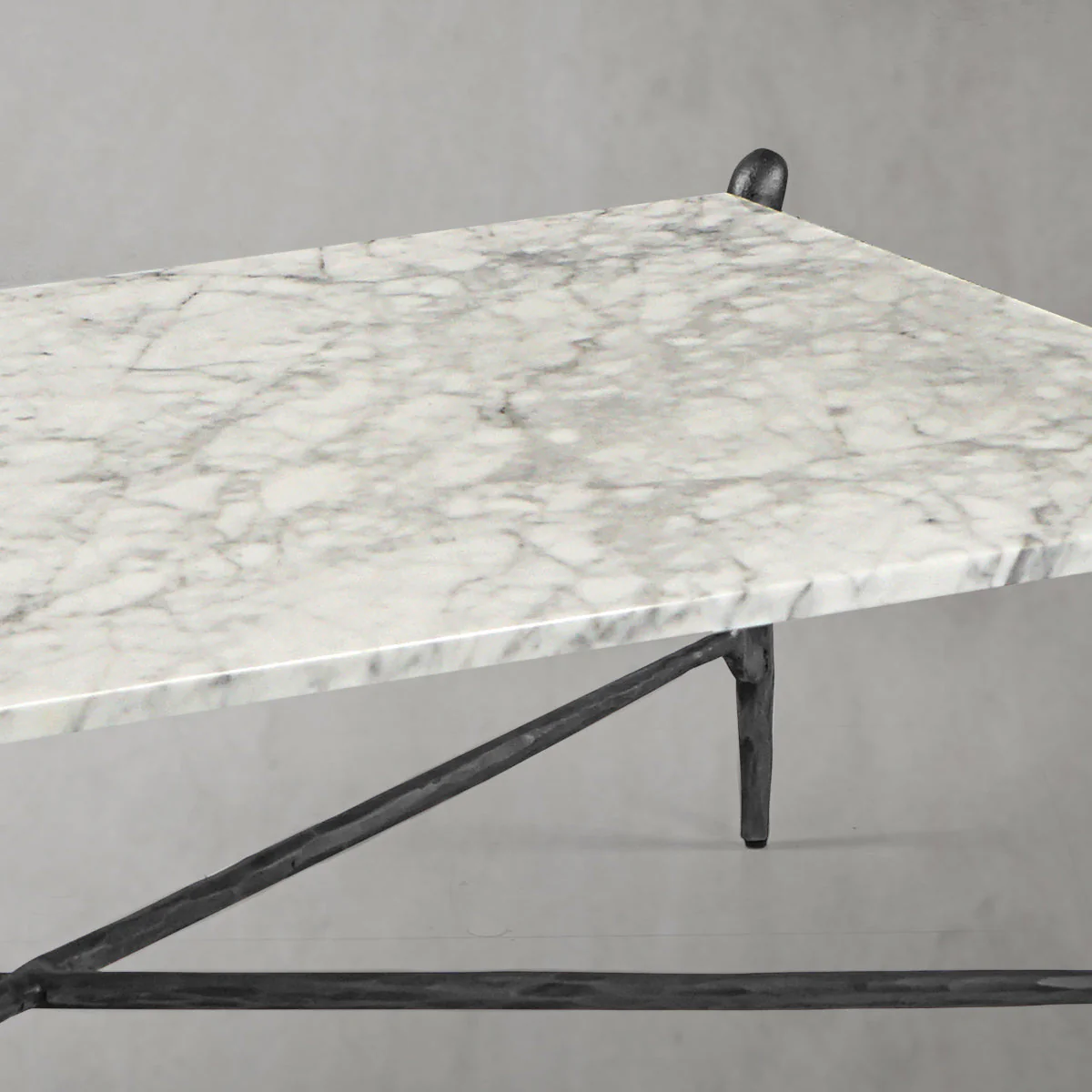 Hand-Forged Metal Square Horn Marble Coffee Table 39" 50" - Image 25