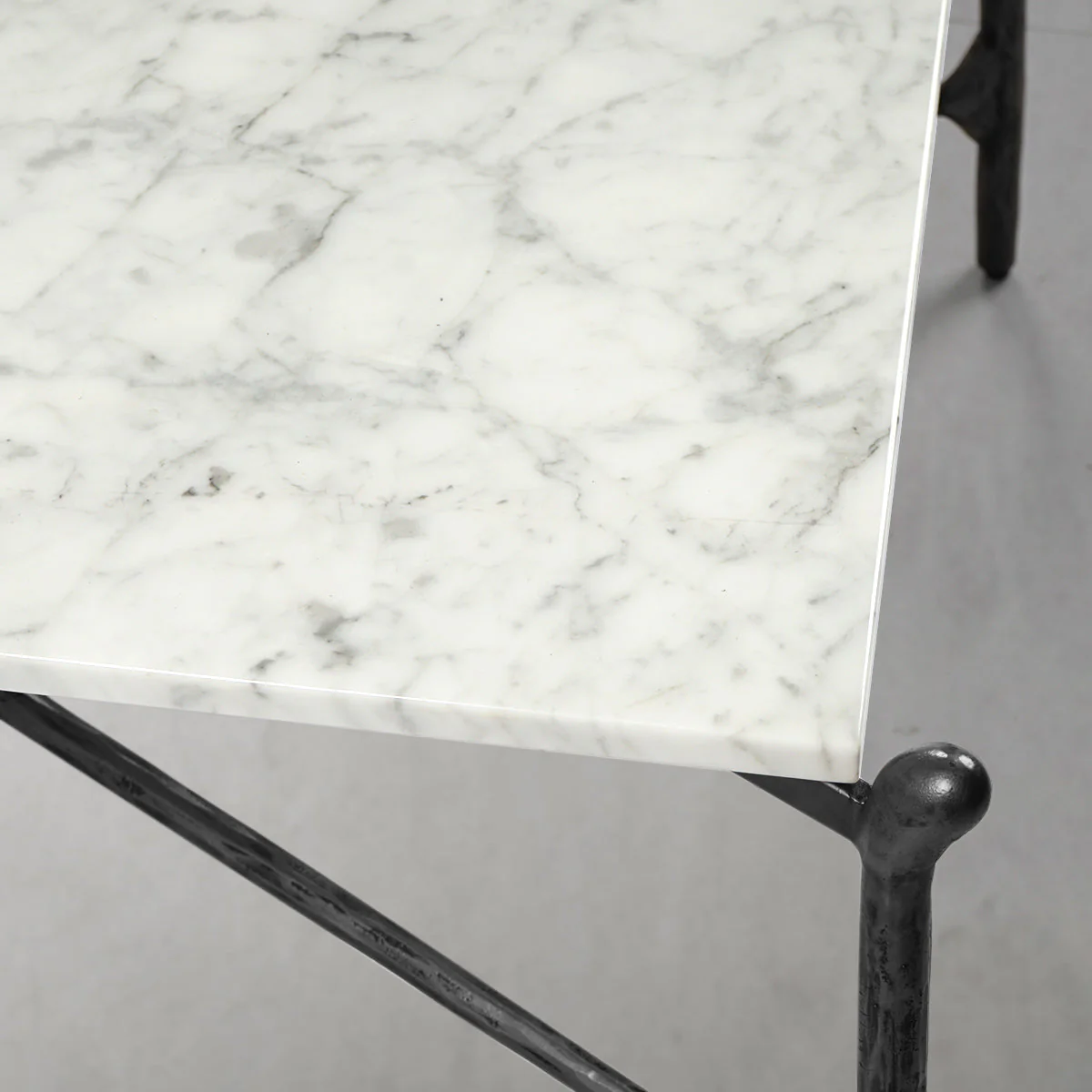 Hand-Forged Metal Square Horn Marble Coffee Table 39" 50" - Image 26
