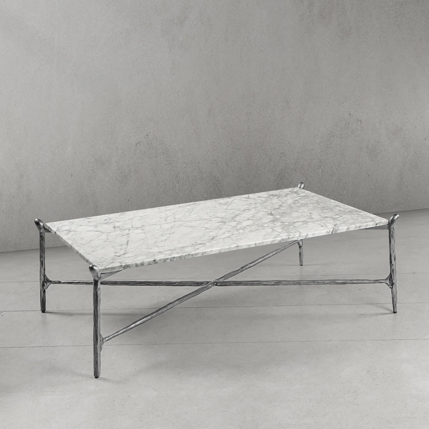 Hand-Forged Metal Square Horn Marble Coffee Table 39" 50" - Image 29