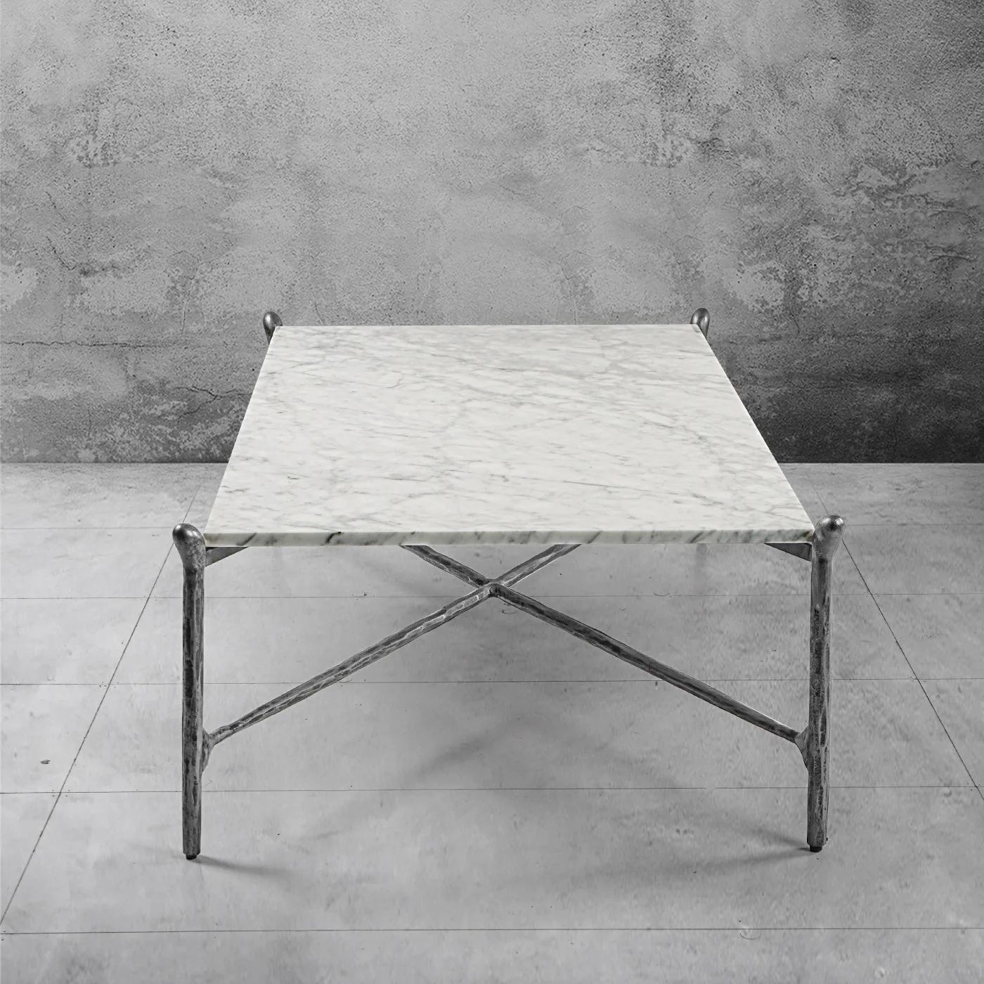 Hand-Forged Metal Square Horn Marble Coffee Table 39" 50" - Image 30