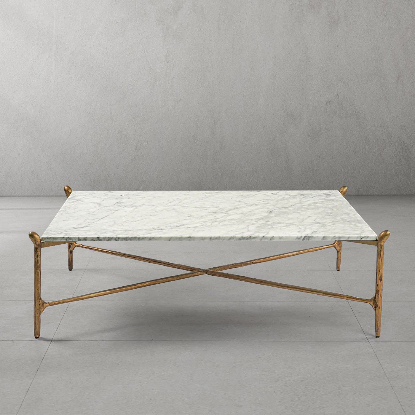 Hand-Forged Metal Square Horn Marble Coffee Table 39" 50" - Image 37