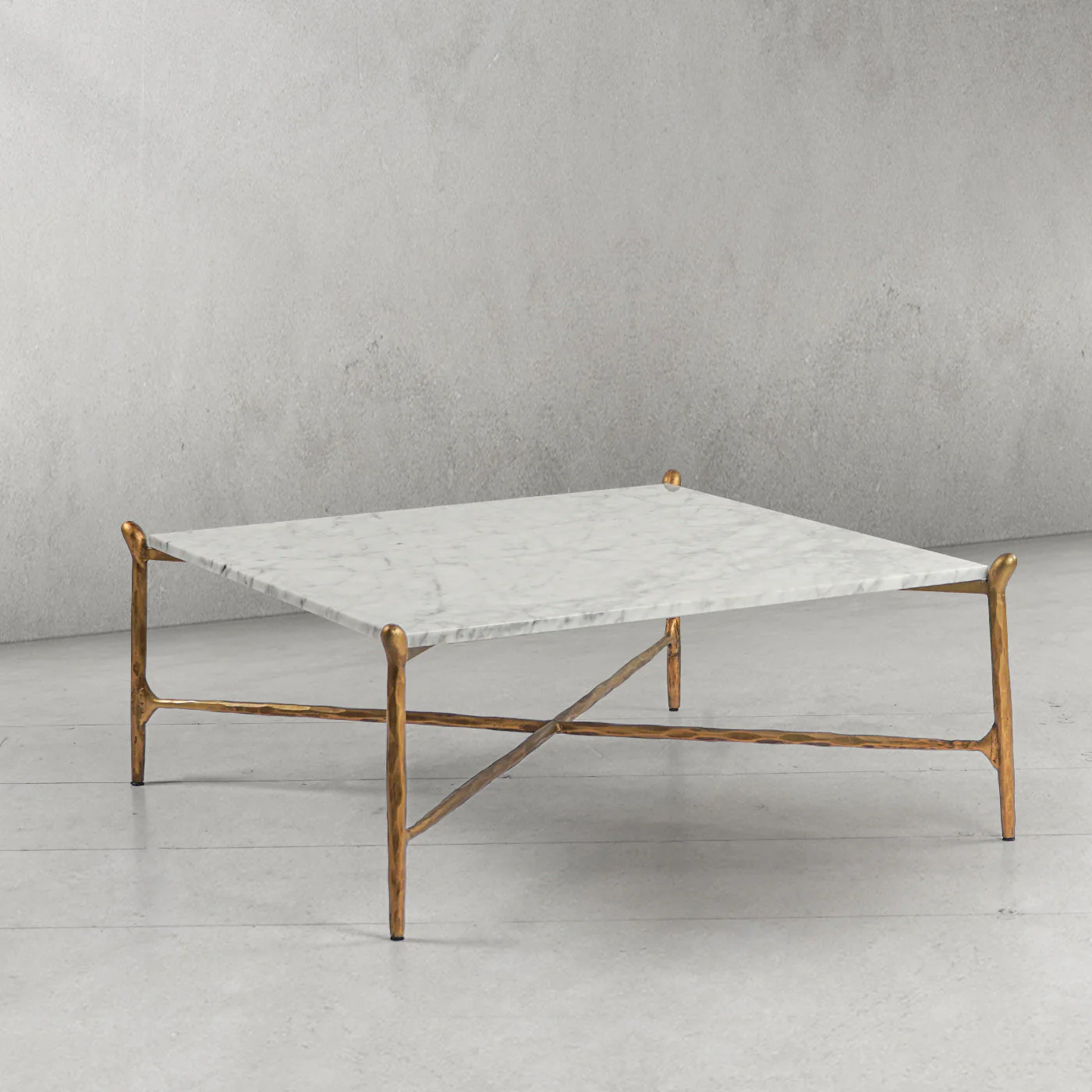 Hand-Forged Metal Square Horn Marble Coffee Table 39" 50" - Image 40