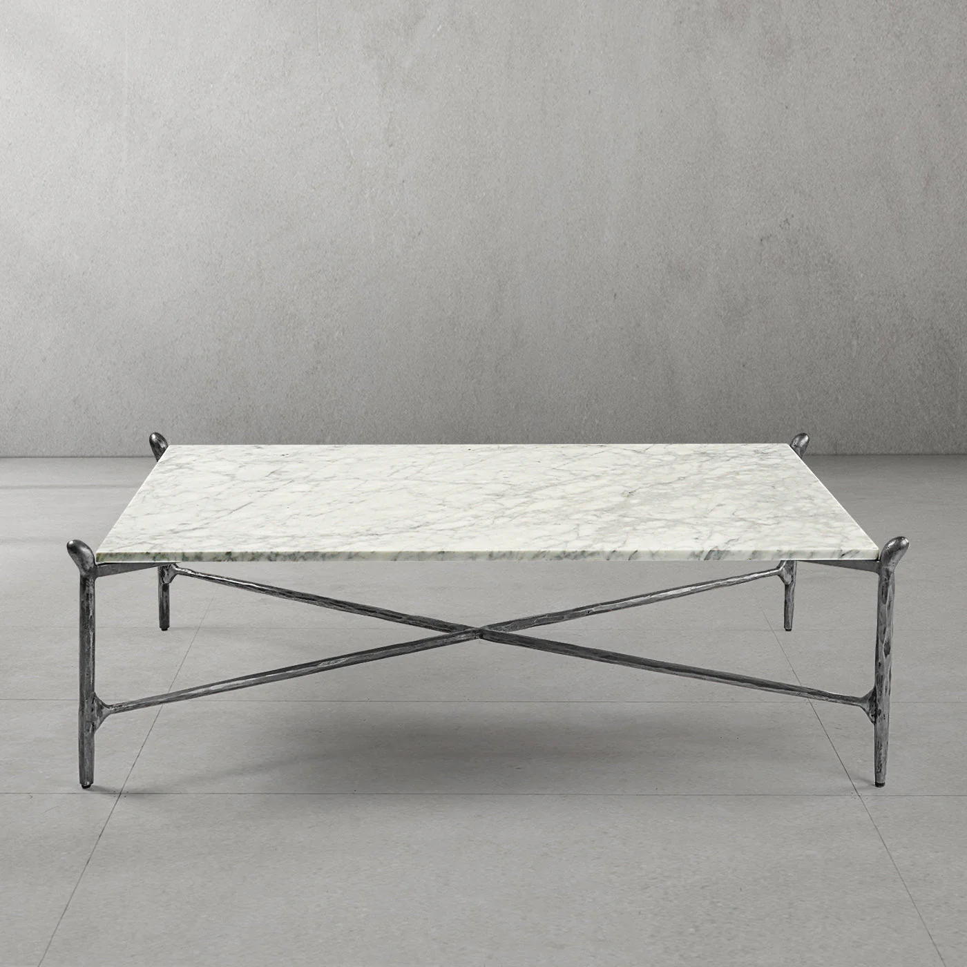 Hand-Forged Metal Square Horn Marble Coffee Table 39" 50" - Image 45