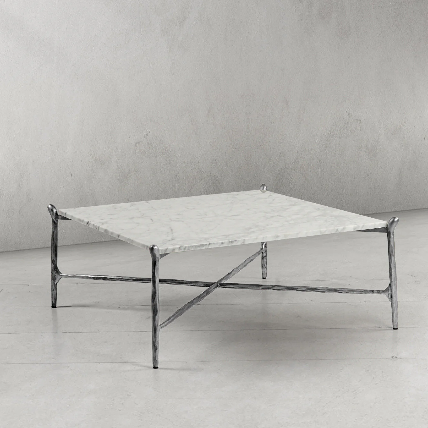 Hand-Forged Metal Square Horn Marble Coffee Table 39" 50" - Image 9