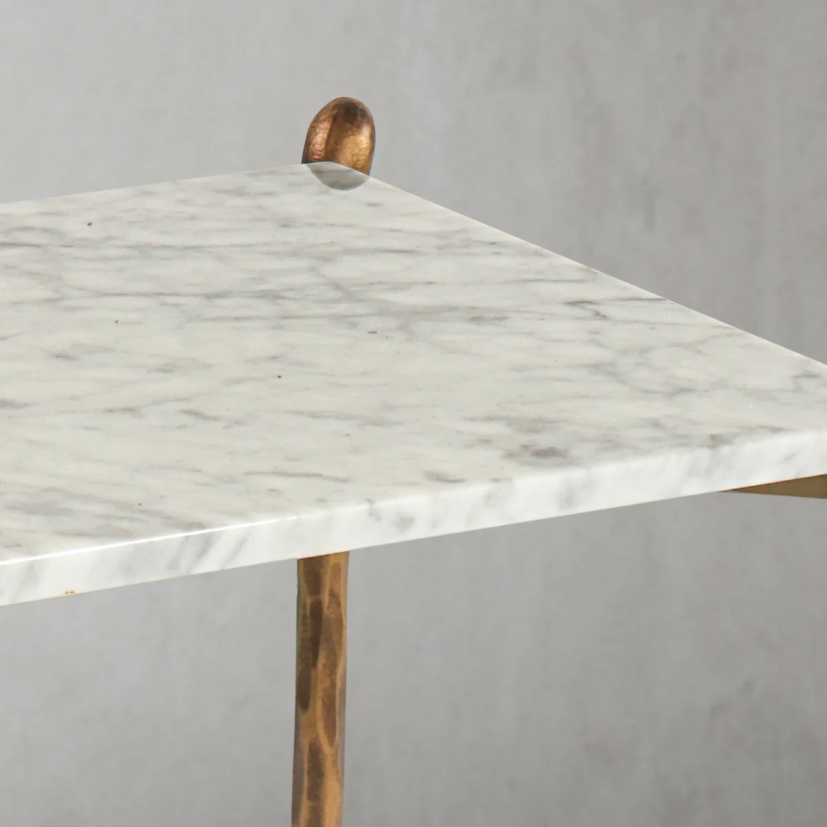 Hand-Forged Metal Square Marble Side Table - Image 5